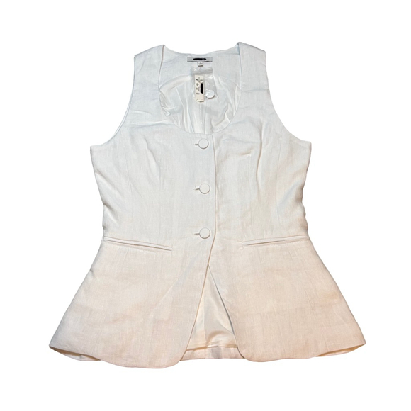 Madewell Linen Scoopneck Cutaway Vest Salt Size 2 NWT Tailored - Picture 6 of 9